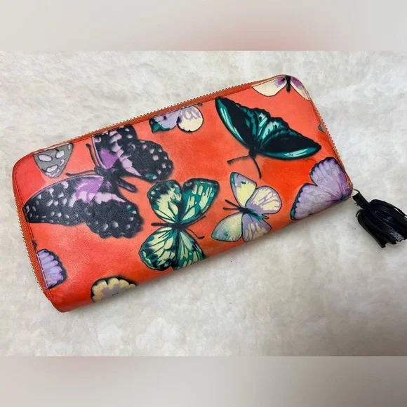 Loewe Butterfly Long Wallet With Black Tassels on Zipper - Picture 4 of 12